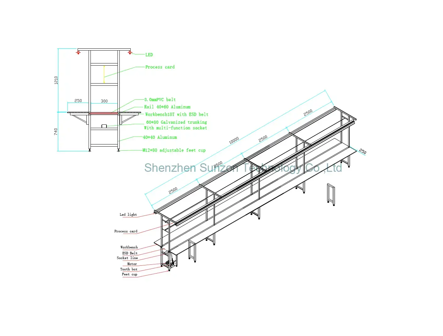 ESD Belt conveyor 10m